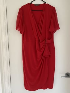 JAQUI.E Red Wrap Style Dress
