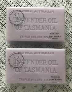 2 NATURAL AUSTRALIAN LAVENDER OIL OF TASMANIA SOAPS TRIPLE MILLED 200