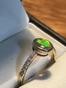 Black Opal and Diamond ring