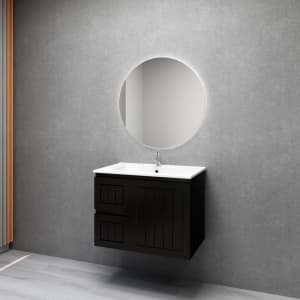 750mm Wall Hung Bathroom Vanity Matte Black Finish 2 PAC Coating