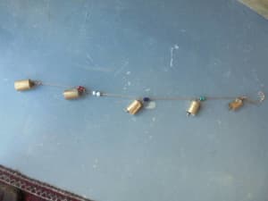 String of 5 Brass Bells With Beads