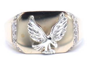 0.10CtsTDW 9ct Yellow And White Gold Mens Ring Size U033700240970