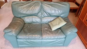 Green leather couches