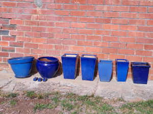 Outdoor blue 7 ceramic pot collection