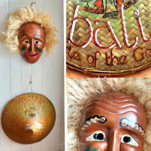 Balinese Hat & Timber Wall Mask
