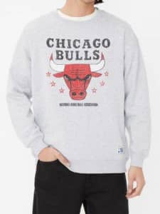 NEW RP$70 Genuine NBA Crew Fleece CHICAGO BULLS Grey Marle Jumper