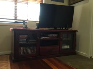 Beautiful Stained wood TV Cabinet - with TV included