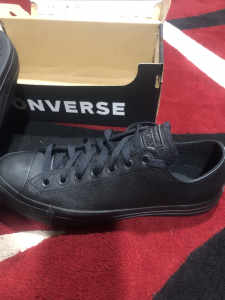 Converse all black leather shoes brand new in box