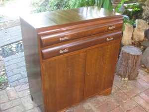 Vintage Cabinet (2 Drawers / Shelving) Original Handles (With Key)