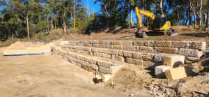 Sandstone Log Retaining Wall Construction