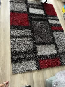 Black white red grey rug for sale