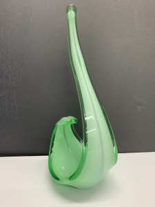 Green Glass Art 26cm height. Perfect condition