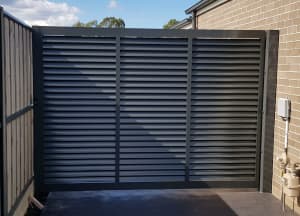 Aluminium slat and louvre style gates and doors supplied and installed