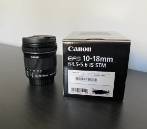 Canon EFS 10-18mm f/4.5-5.6 IS STM wide angle lens (like NEW!)