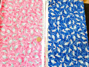 the owl and the pussycat pink or blue cotton quilting sewing fabric