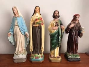 Vintage Old Religious Statues 32cm Plaster Chalkware $50ea