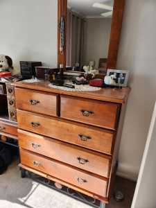 Chest of drawers, mirror and side tables - matching set