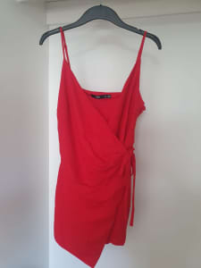 Red Wrap-Style Playsuit