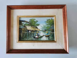 Original Floating Market Oil Painting By Artist $149