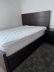 Queen Bed, Mattress & Bedside Table Package