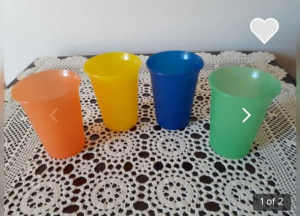 Tupperware baby child bell tumblers cups 4 sheer multi colour AS NEW