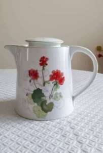 Mary Lou Goertzens watercolour Geranium Painting Teapot