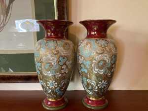 Antique Royal Doulton Slater Patent Rouge Flambe Chine Pair VERY RARE