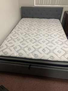 Gas Lift Double Bed with Headboard, Storage and Mattress