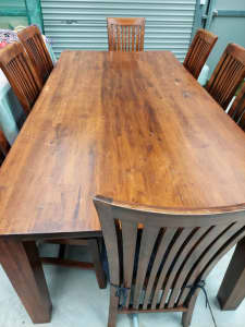 Solid Timber Table with 8 chairs