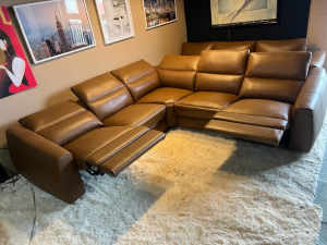 King 👑 tan genuine leather corner lounge with delivery 