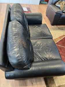 Leather two seater lounge