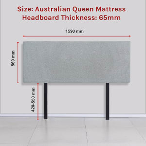 Linen Fabric Queen Bed Deluxe Headboard Bedhead - Stone Grey...