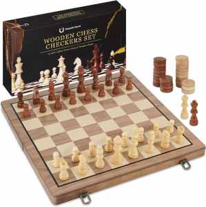 Wooden Magnetic Chess SetJoneytech 2 in 1 Portable Folding Checkers