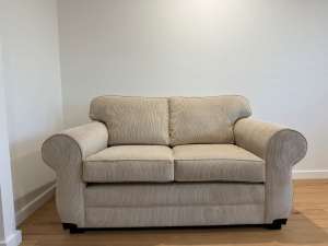 2 Seater Couch - recently recovered in beige cordoroy