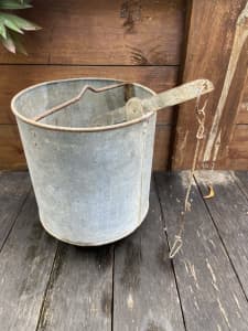 RARE Antique French SHOWER zinc Bucket with flush.