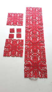 Red Table Runner & Placemats/Coasters x 4