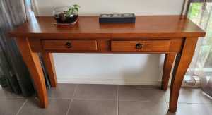 Wood console table (two drawers)