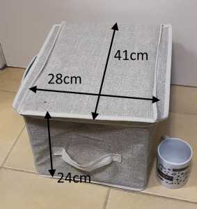 Grey wardrobe underbed foldable storage box with lid, like NEW, Carlto