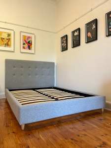 As new double bed frame with bedhead
