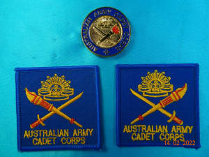 MILITARIA: c.1993 to 2001 AUST ARMY CADET CORPS HAT BADGE and PATCHES 