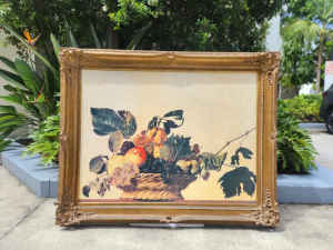 Antique Ornate Oil Painting Basket of Fruit Bundall Gold Coast City Preview