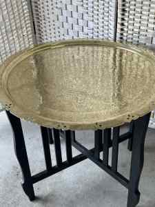Vintage extra large morrocan brass & copper table. Reduced!