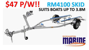 RM4100 UN-BRAKED SKID BOAT TRAILER SUITS BOATS UP TO 3.8M!!