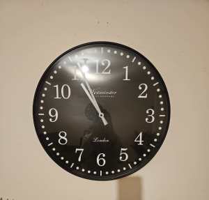 50cm black wall clock with white numbers and hands