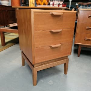 Fully restored Teak 3 drawer beside chest