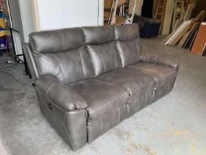Gorgeous, comfy dark brown vinyl 3 seater couch 