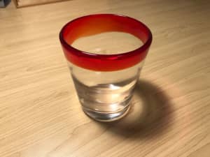 Red Rim Glass Tumblers - 8 Available