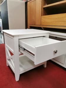 BRAND NEW white pine timber bedside table