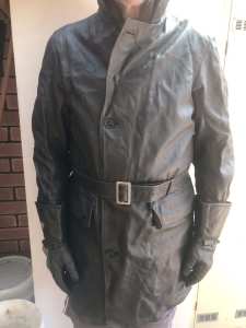 Leather coat & gloves