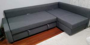 FRIHETEN
Corner sofa-bed with storage, Skiftebo dark grey
